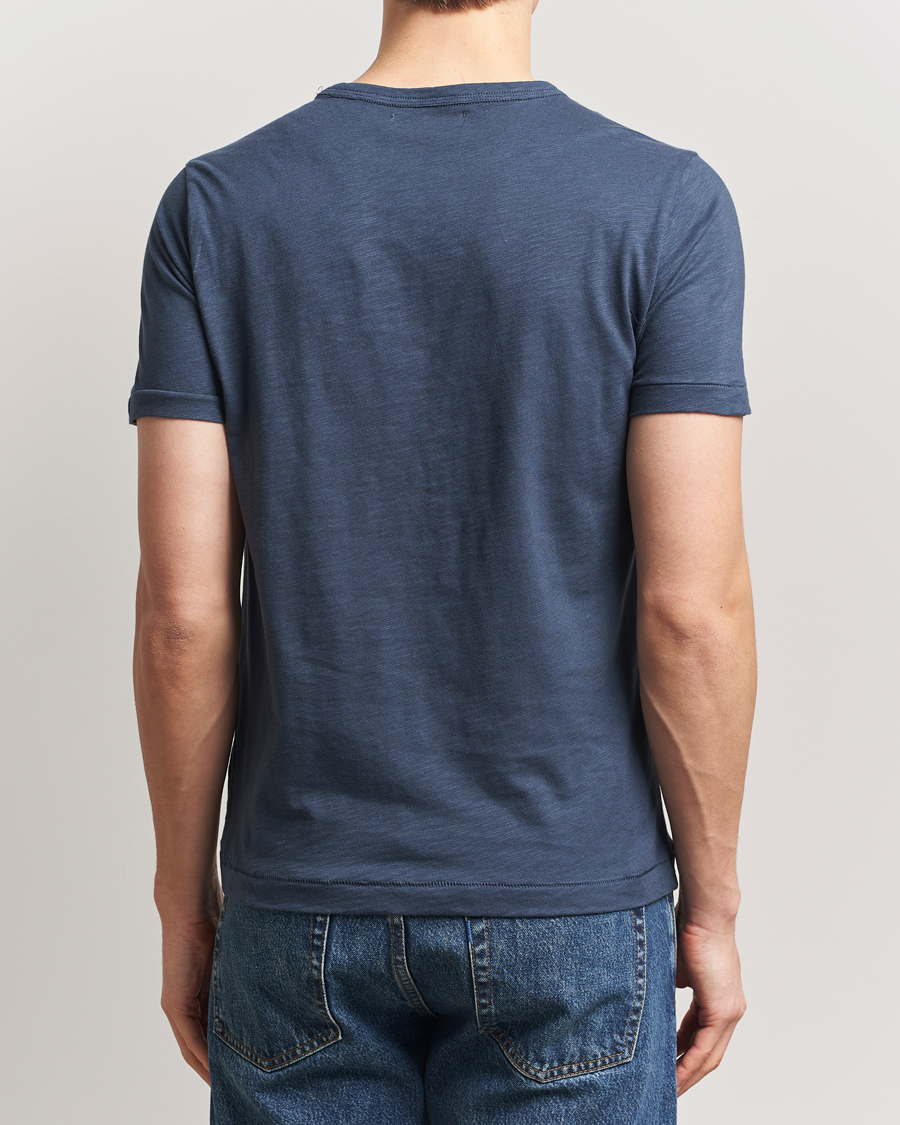 Homme | T-shirts | Merz b. Schwanen | Organic Pima Cotton Slub Crew Neck T-Shirt Denim Blue