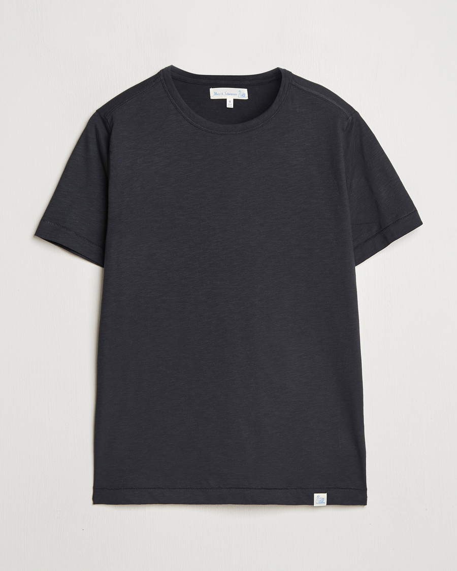Homme | T-shirts | Merz b. Schwanen | Organic Pima Cotton Slub Crew Neck T-Shirt Black
