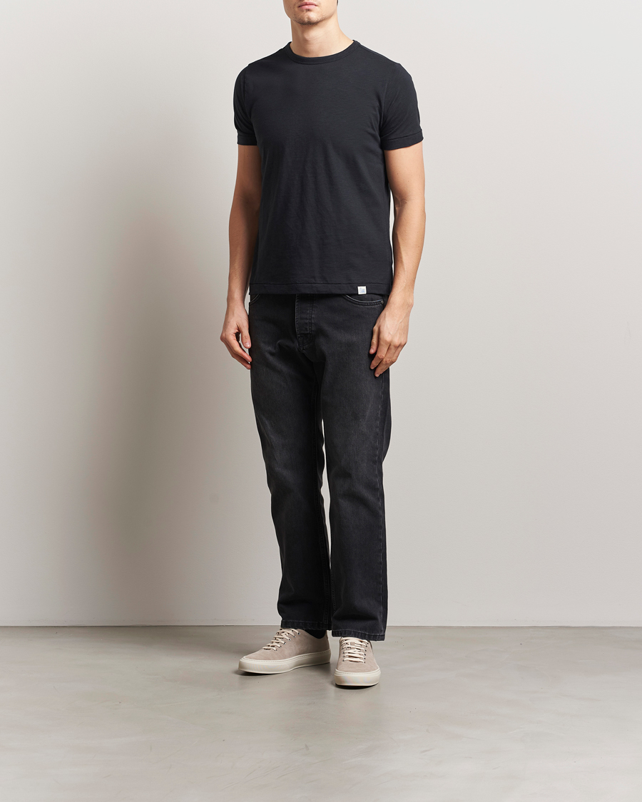 Homme | T-shirts | Merz b. Schwanen | Organic Pima Cotton Slub Crew Neck T-Shirt Black