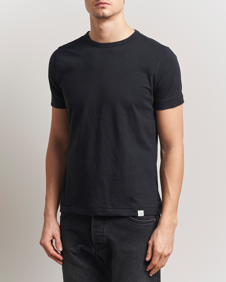 Homme | T-shirts | Merz b. Schwanen | Organic Pima Cotton Slub Crew Neck T-Shirt Black