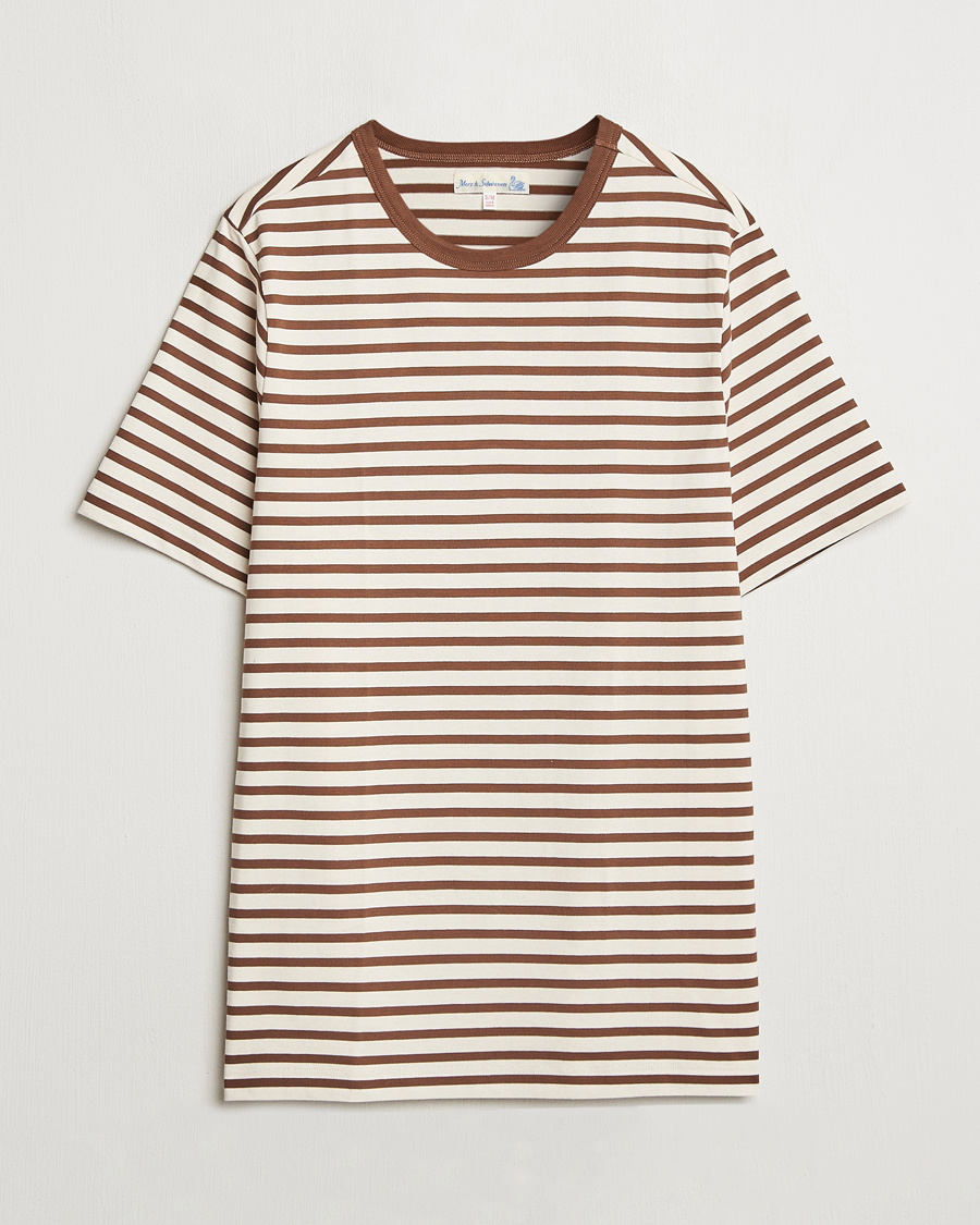 Homme | T-shirts | Merz b. Schwanen | Relaxed Fit Striped Sturdy T-Shirt Nut/Nature