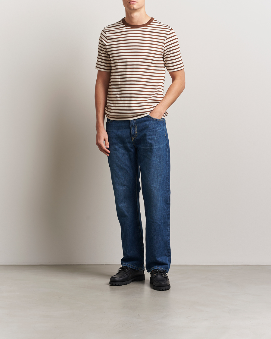 Homme | T-shirts | Merz b. Schwanen | Relaxed Fit Striped Sturdy T-Shirt Nut/Nature