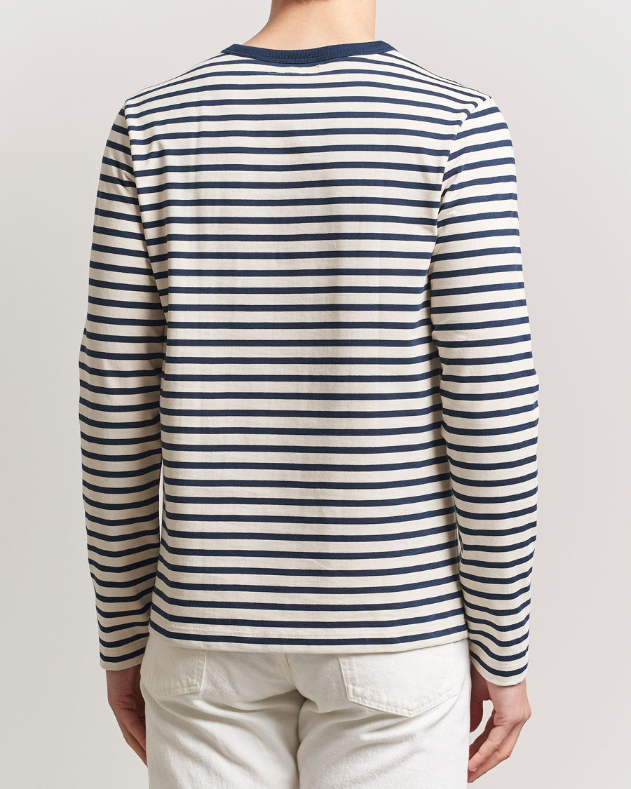 Homme | T-shirts | Merz b. Schwanen | Relaxed Fit Striped Long Sleeve T-Shirt Ink/Nature