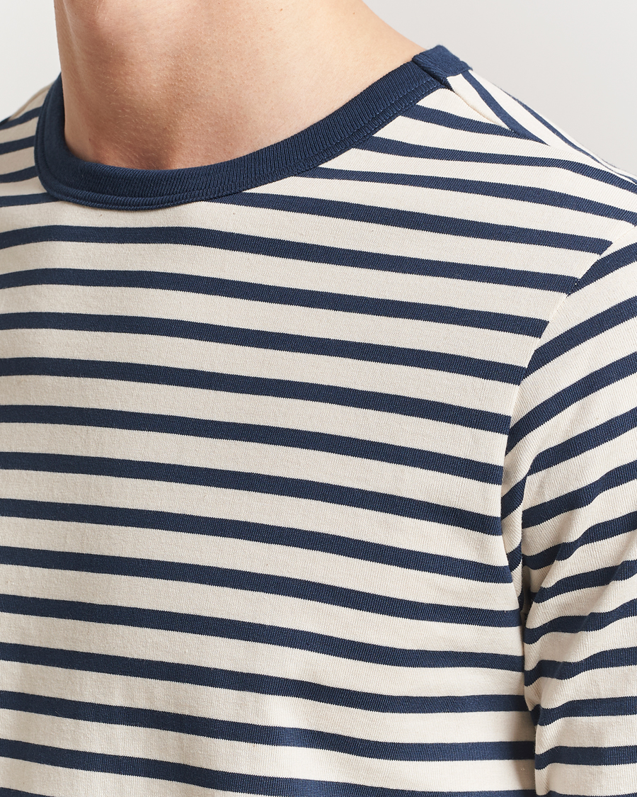 Homme | T-shirts | Merz b. Schwanen | Relaxed Fit Striped Long Sleeve T-Shirt Ink/Nature