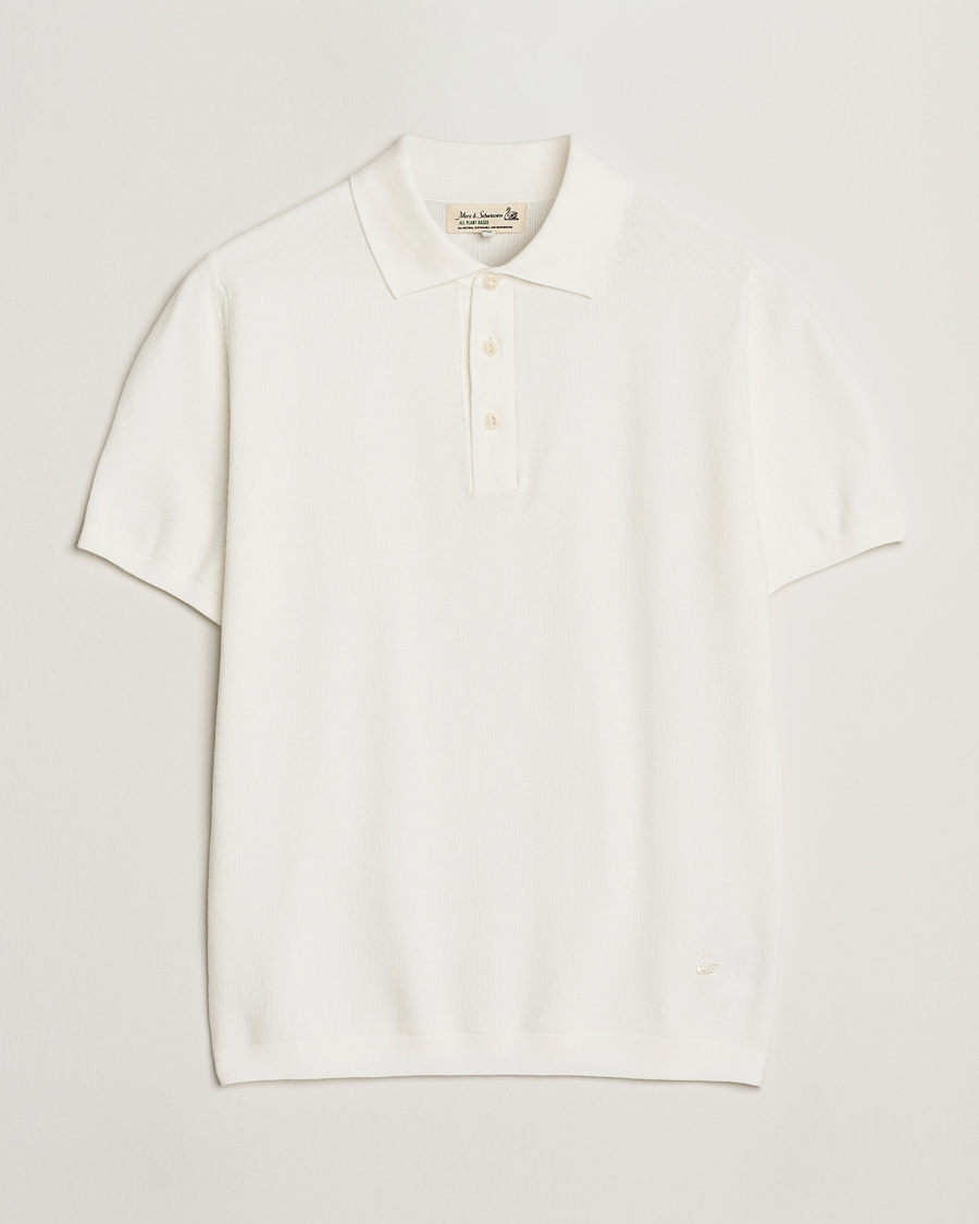 Homme | Polos | Merz b. Schwanen | Relaxed Fit Knitted Polo White