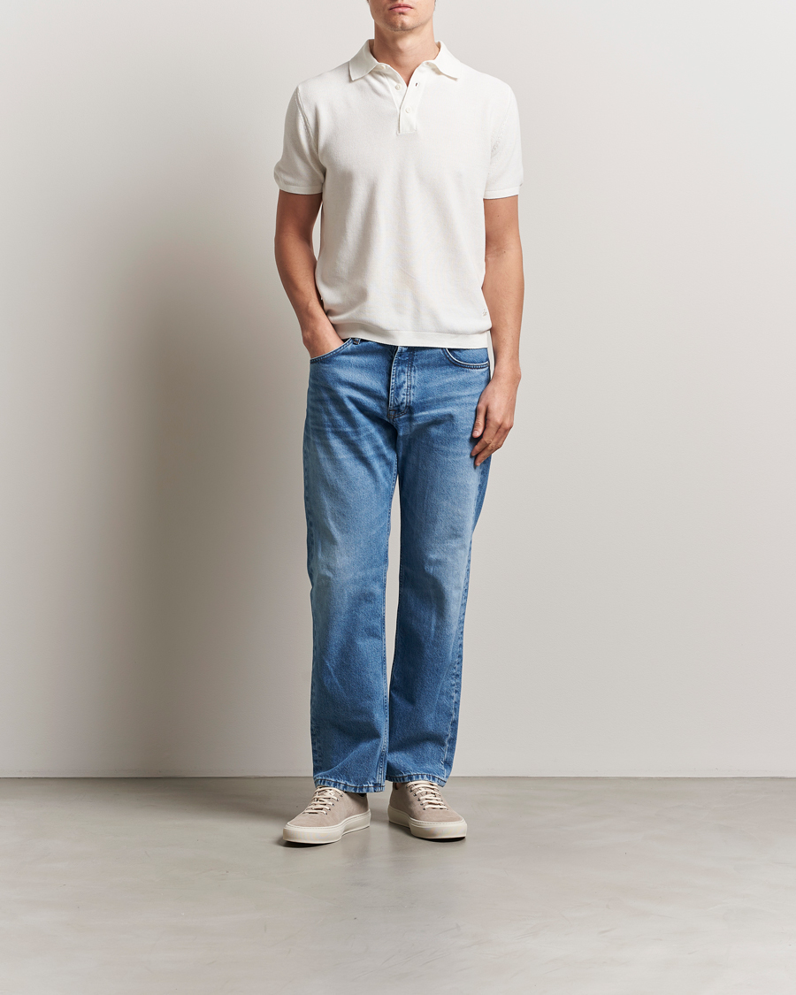 Homme | Polos | Merz b. Schwanen | Relaxed Fit Knitted Polo White