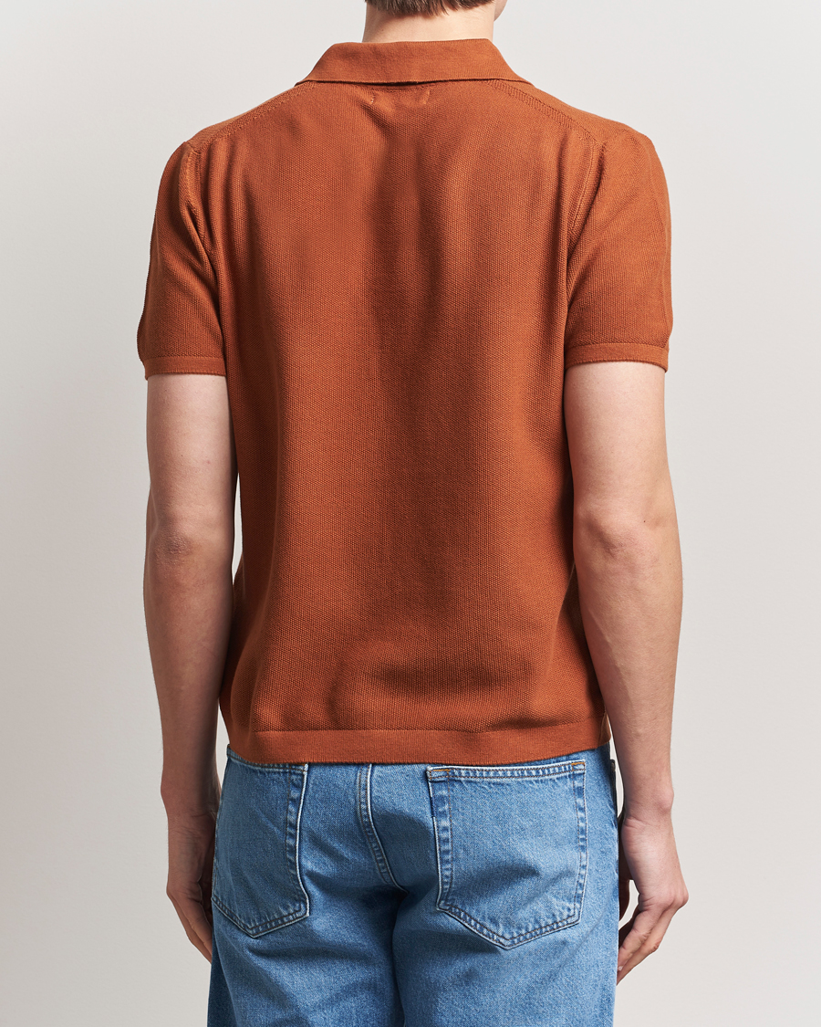 Homme | Polos | Merz b. Schwanen | Relaxed Fit Knitted Polo Caramel