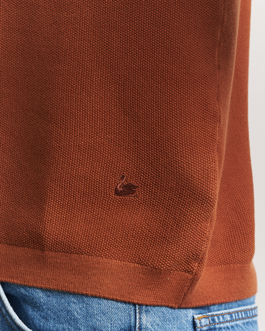 Homme | Polos | Merz b. Schwanen | Relaxed Fit Knitted Polo Caramel