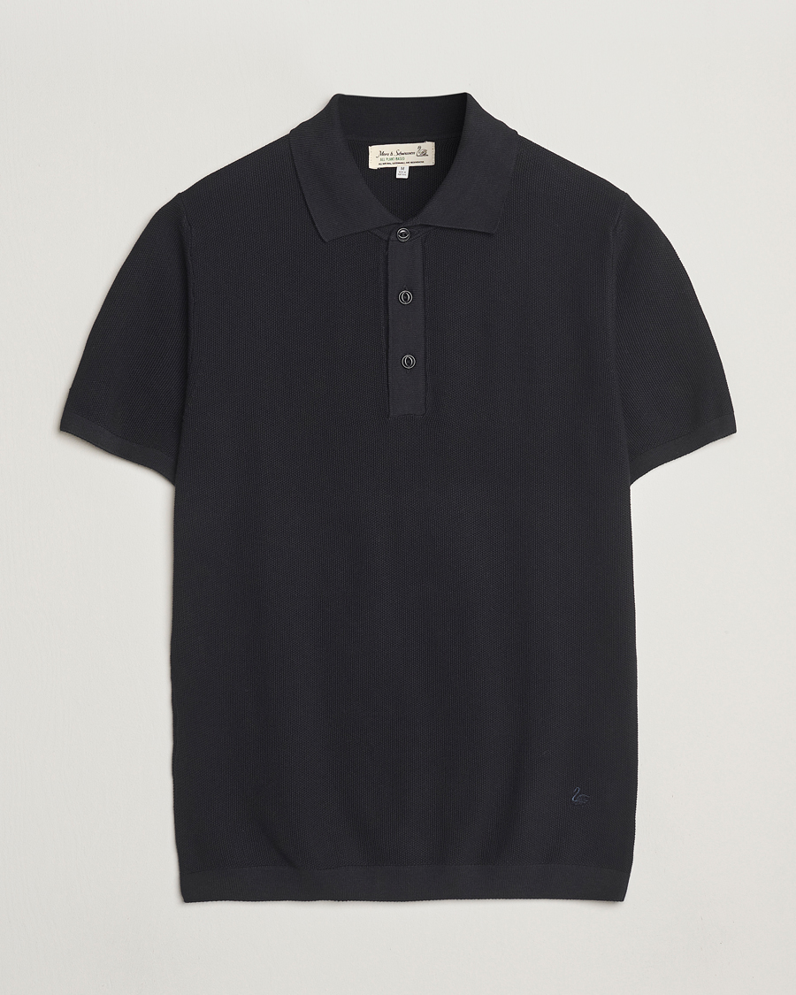 Homme | Polos | Merz b. Schwanen | Relaxed Fit Knitted Polo Black