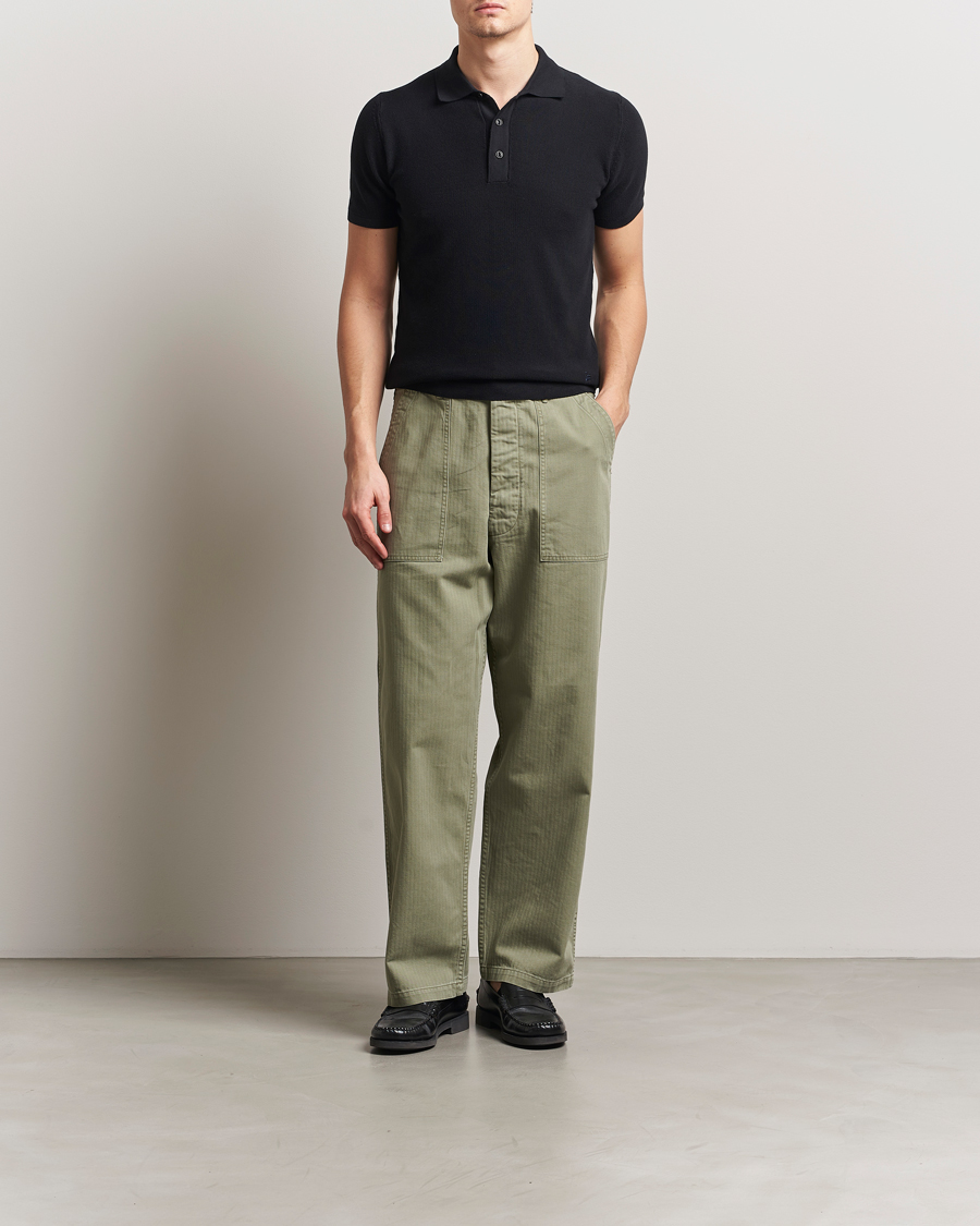 Homme | Polos | Merz b. Schwanen | Relaxed Fit Knitted Polo Black