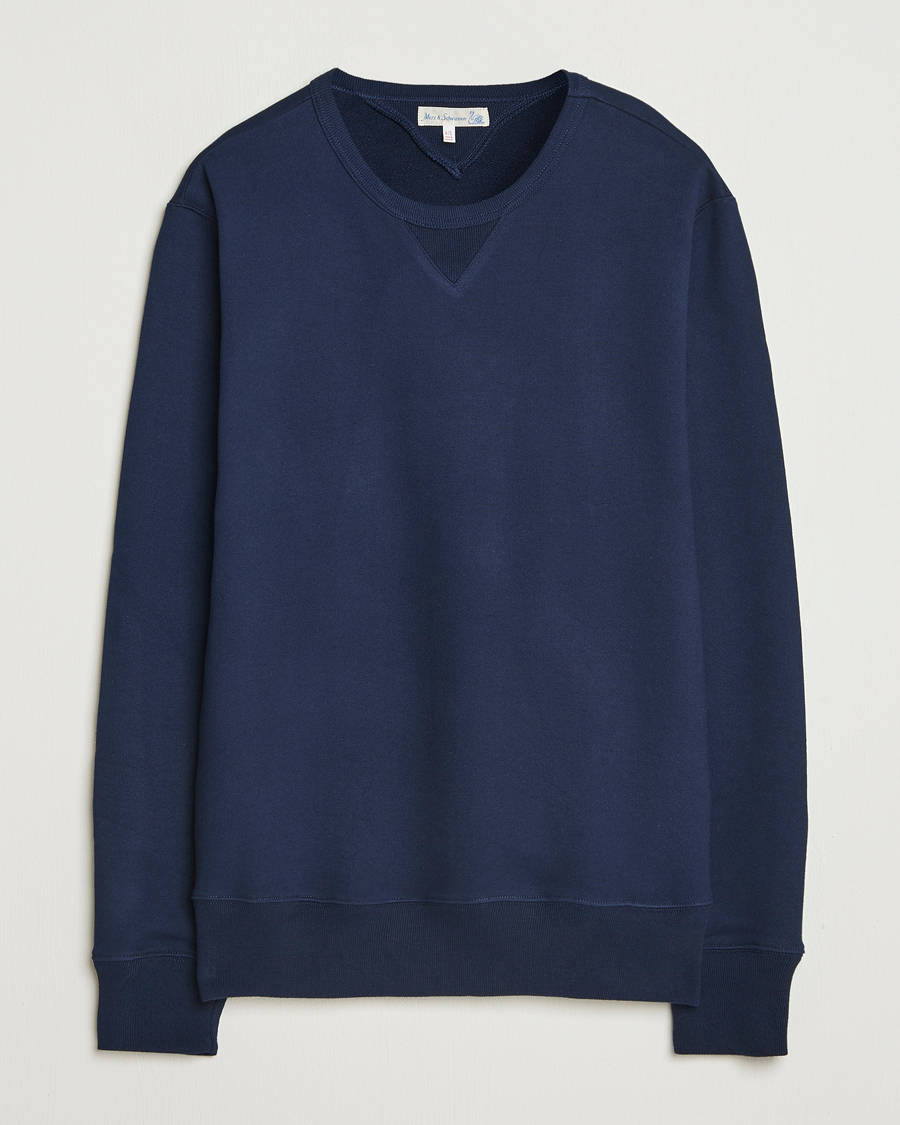 Homme | Pulls Et Tricots | Merz b. Schwanen | Sturdy Loopback Fleece Sweatshirt Ink Blue