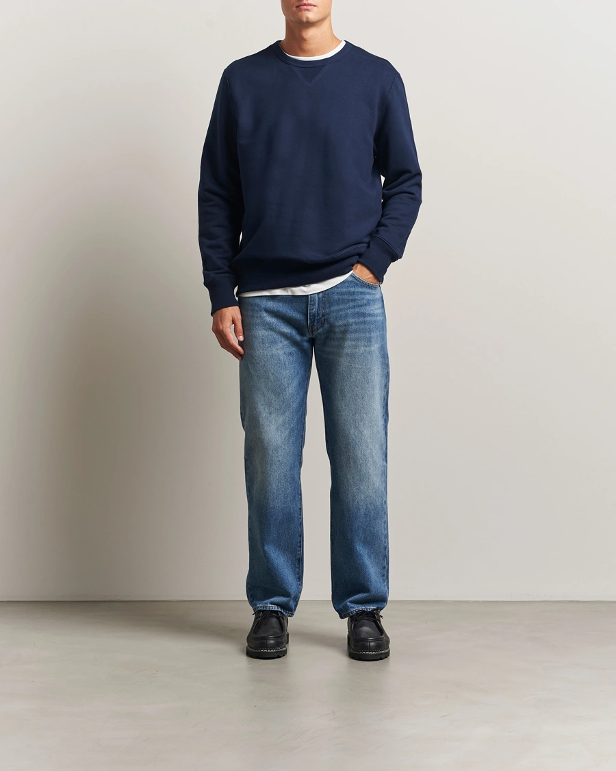 Homme | Pulls Et Tricots | Merz b. Schwanen | Sturdy Loopback Fleece Sweatshirt Ink Blue