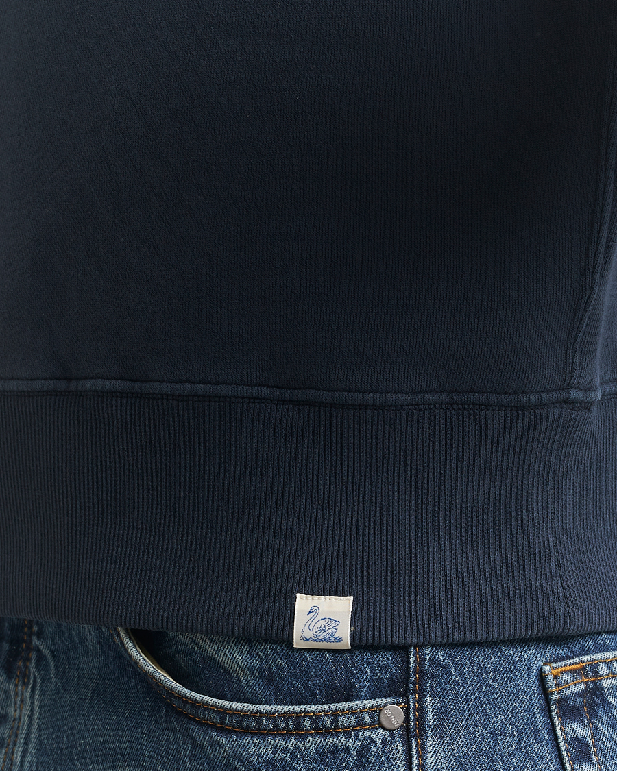 Homme | Pulls Et Tricots | Merz b. Schwanen | Relaxed Fit Vintage Fleece Half Zip Sweat Denim Blue