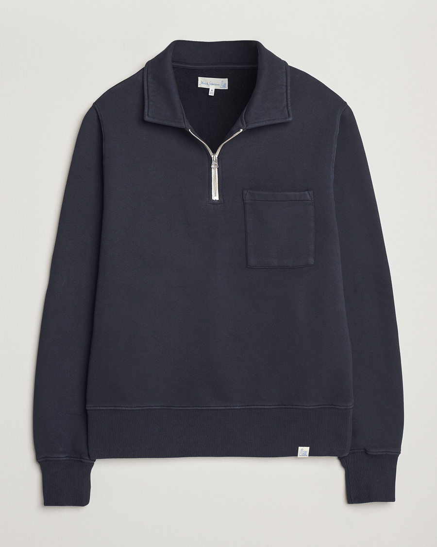 Homme | Pulls Et Tricots | Merz b. Schwanen | Relaxed Fit Vintage Fleece Half Zip Sweat Charcoal