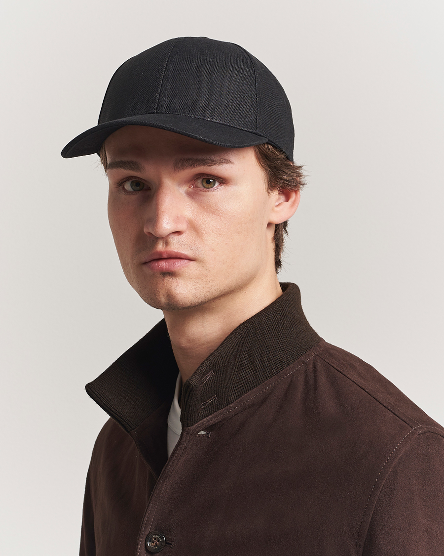 Homme | Bobs Et Casquettes | Varsity Headwear | Linen Baseball Cap Licorice Black