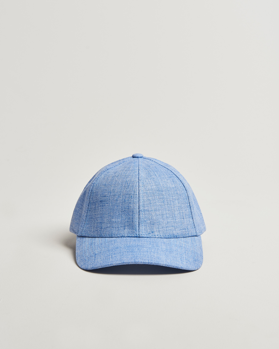 Homme | Bobs Et Casquettes | Varsity Headwear | Linen Baseball Cap Azure Blue