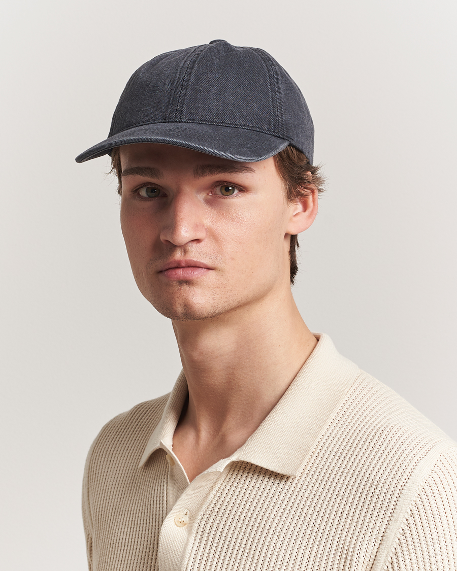 Homme | Bobs Et Casquettes | Varsity Headwear | Washed Denim Baseball Cap Black