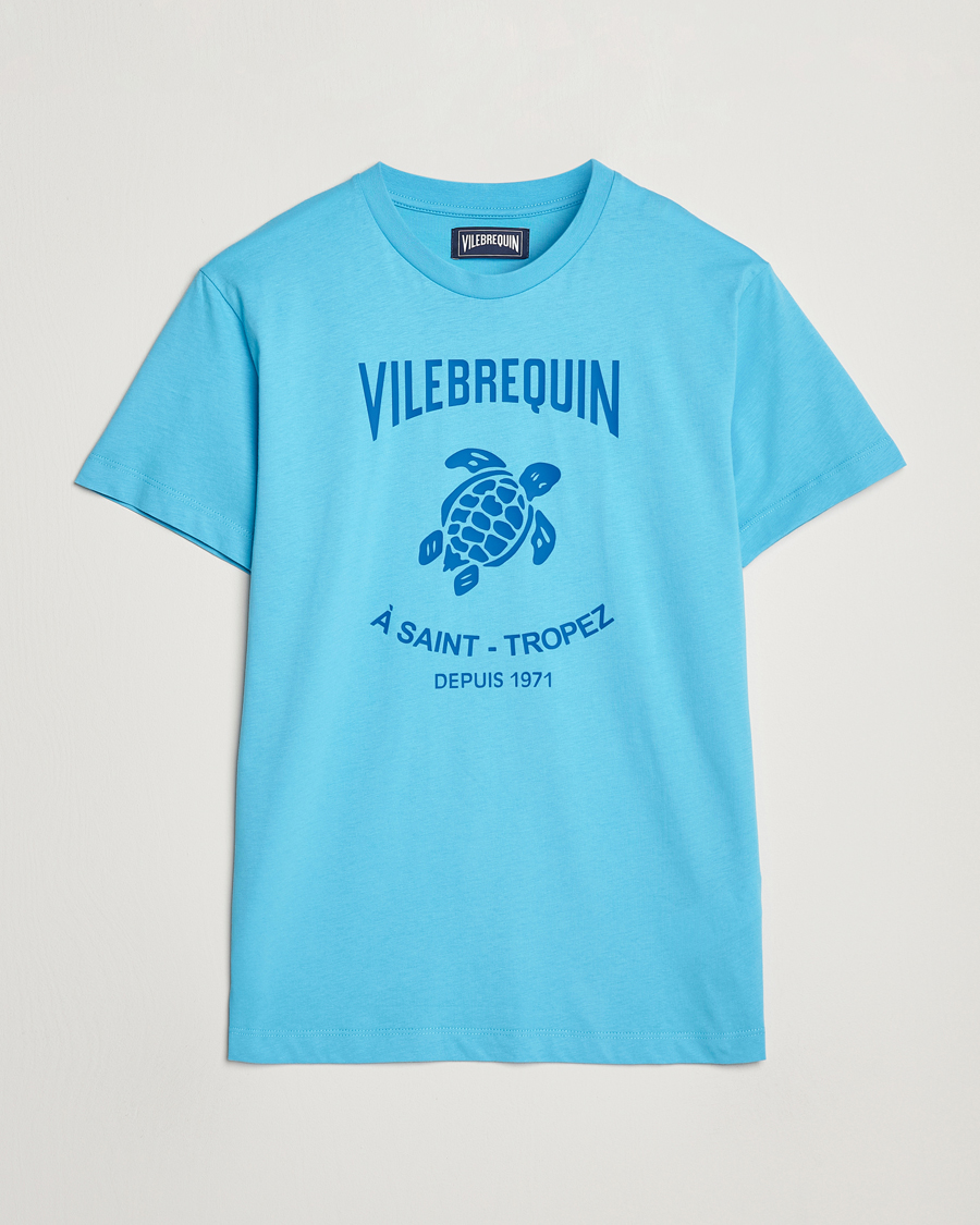 Homme | T-shirts | Vilebrequin | Printed Crew Neck T-Shirt Topaze Bleue