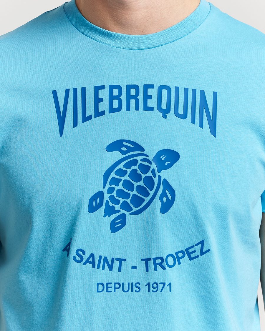 Homme | T-shirts | Vilebrequin | Printed Crew Neck T-Shirt Topaze Bleue