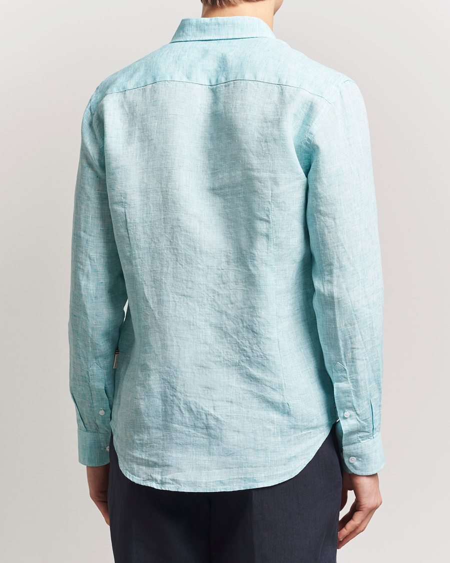 Homme | Chemises | Orlebar Brown | Giles Long Sleeve Linen Shirt Aqua Blue/White