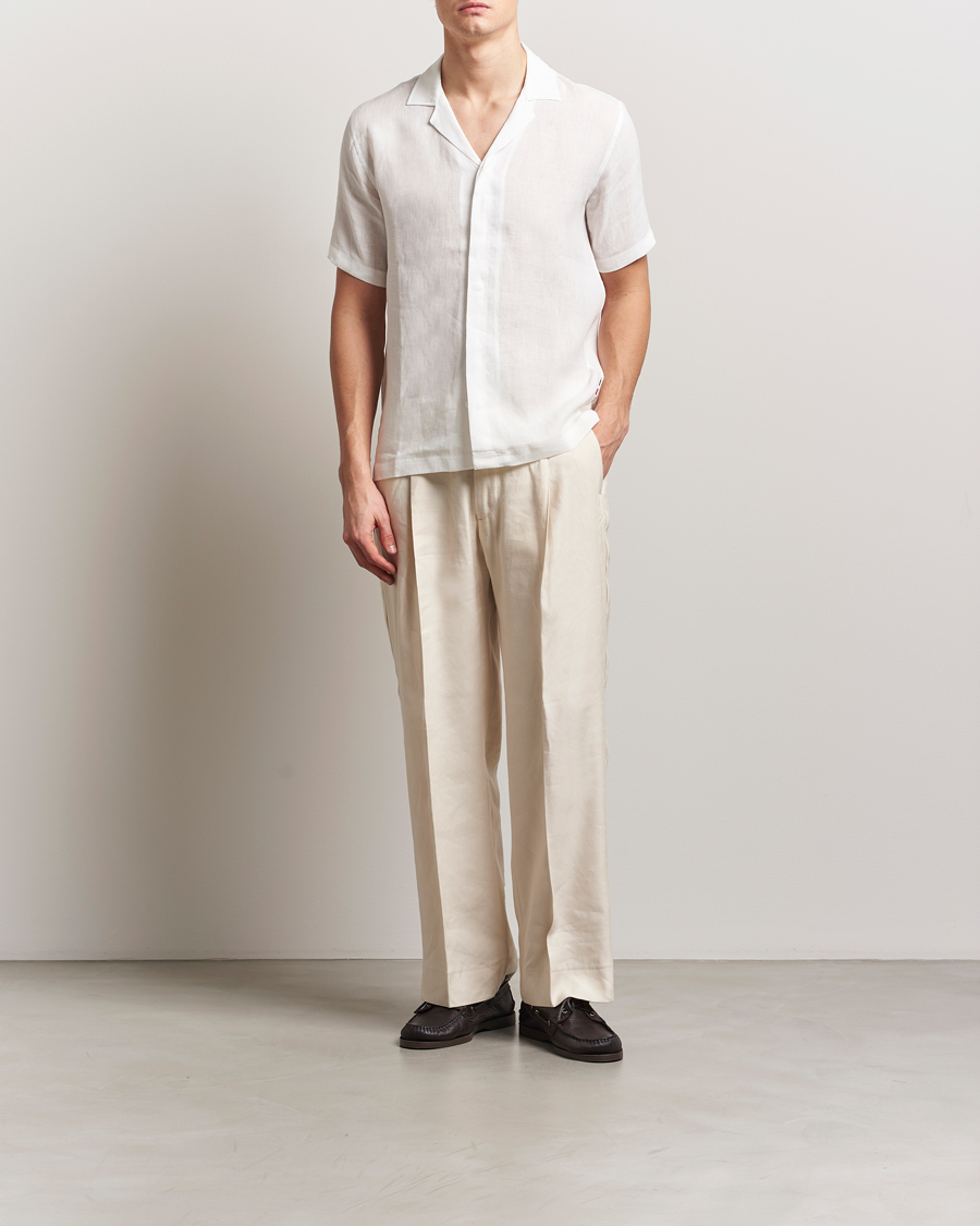 Homme | Chemises | Orlebar Brown | Maitan II Short Sleeve Linen Shirt White