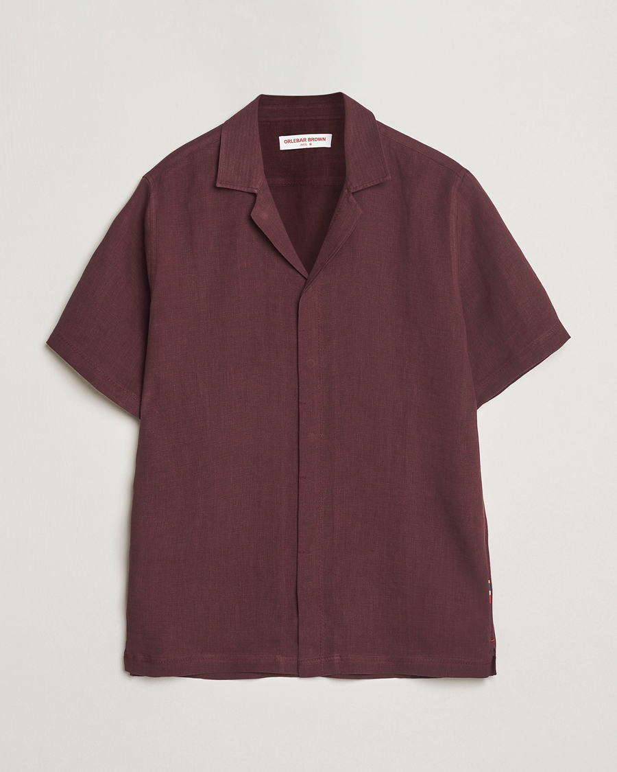Homme | Chemises | Orlebar Brown | Maitan II Short Sleeve Linen Shirt Damson