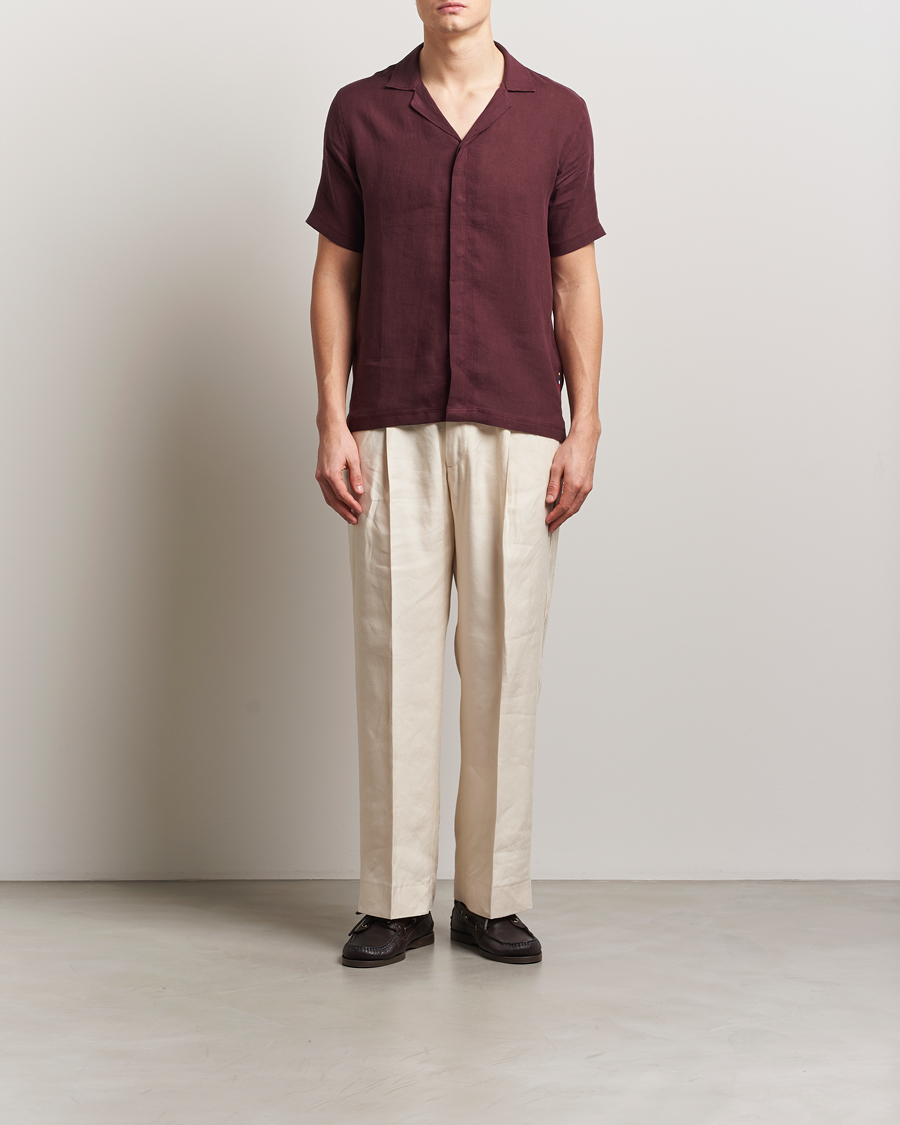 Homme | Chemises | Orlebar Brown | Maitan II Short Sleeve Linen Shirt Damson