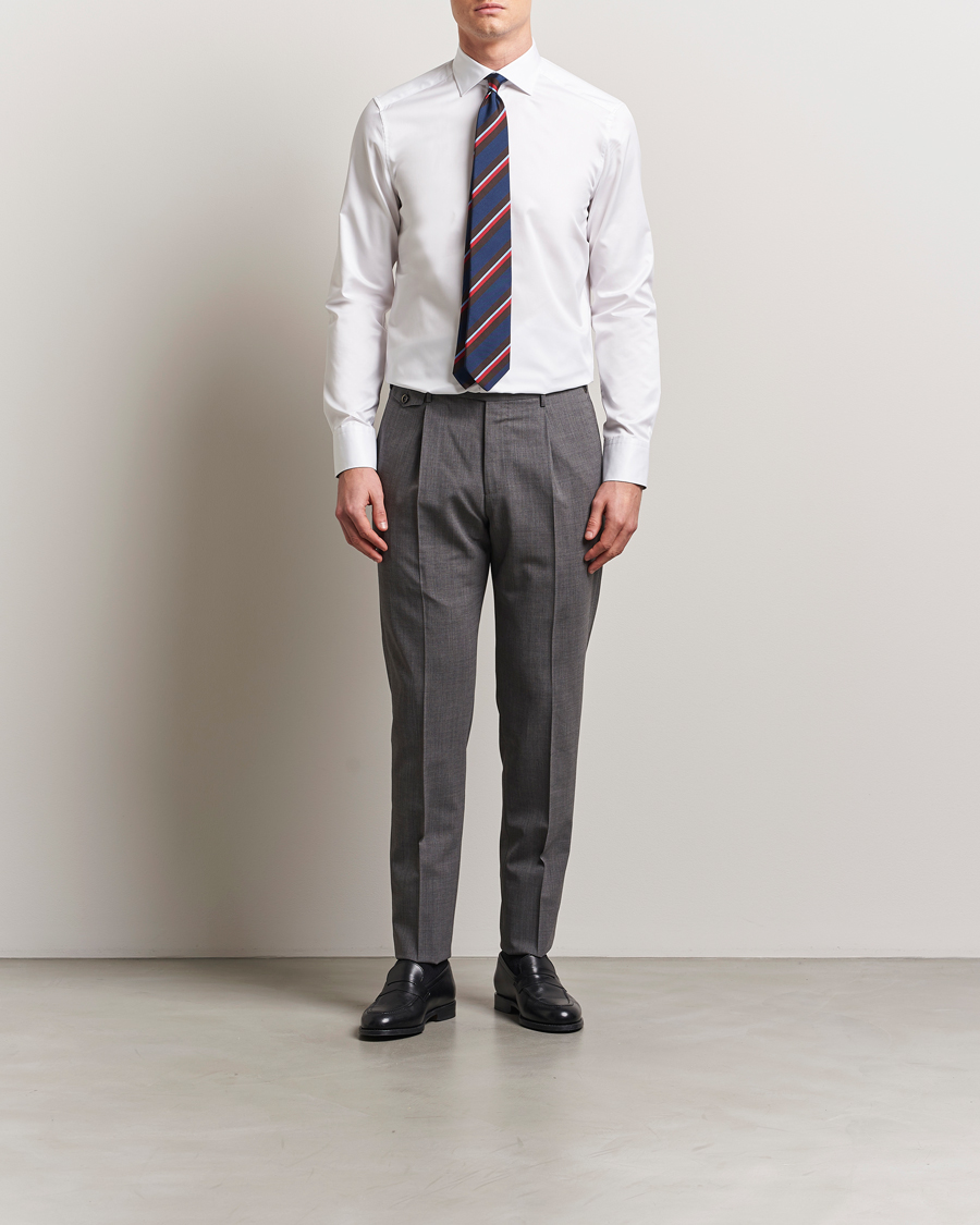 Homme | Chemises | Stenströms | Silmline Contrast Cotton Twill Shirt White