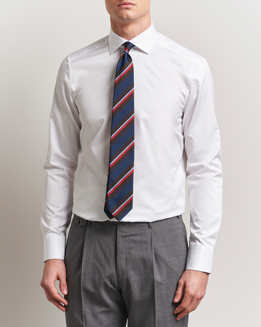 Homme | Chemises | Stenströms | Silmline Contrast Cotton Twill Shirt White