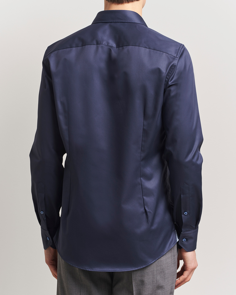 Homme | Chemises | Stenströms | Silmline Contrast Cotton Twill Shirt Navy