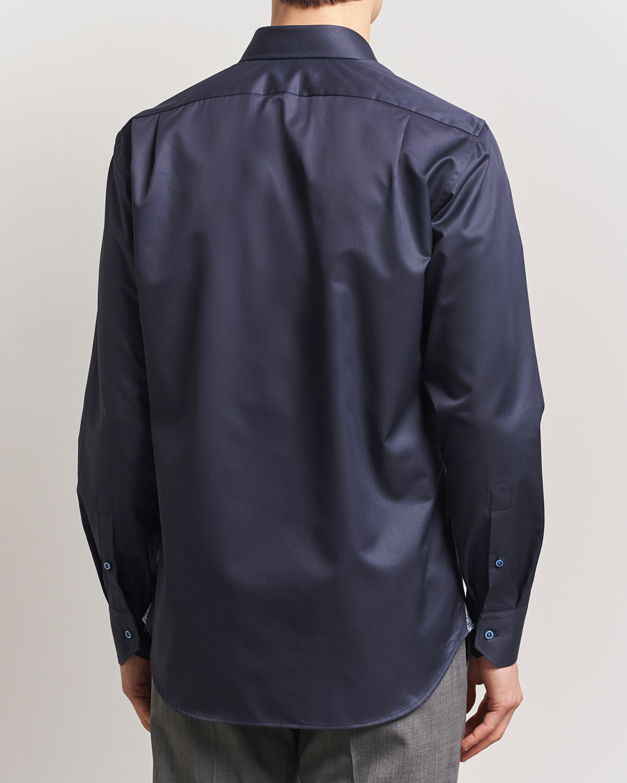 Homme | Chemises | Stenströms | Fitted Body Contrast Cotton Twill Shirt Navy