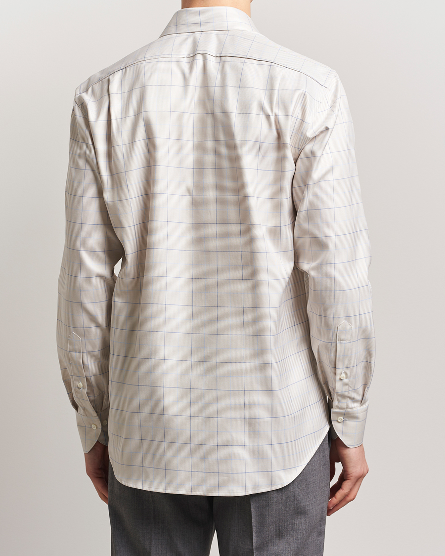 Homme | Chemises | Stenströms | Fitted Body Checked Houndstooth Shirt Taupe