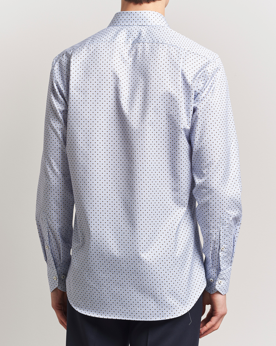 Homme | Chemises | Stenströms | Fitted Body Printed Cut Away Shirt Blue