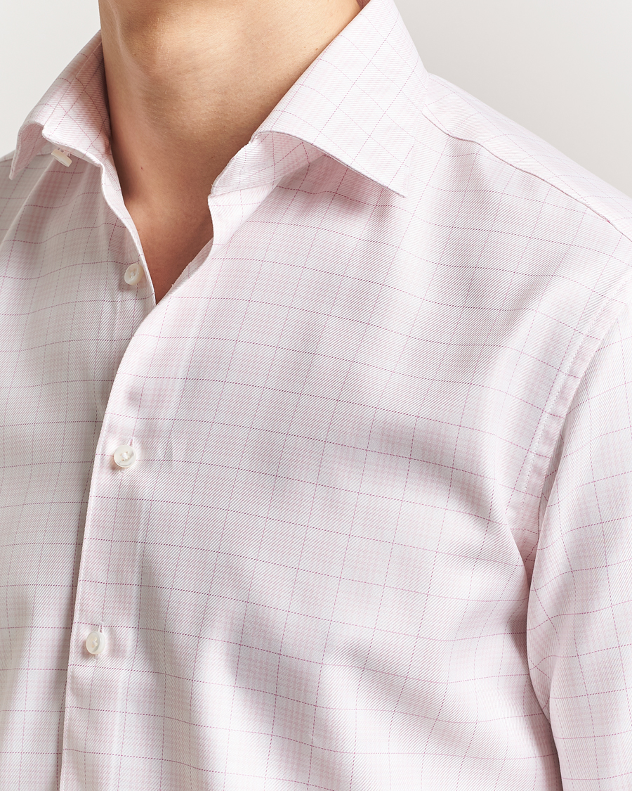 Homme | Chemises | Stenströms | Fitted Body Checked Shirt Pink