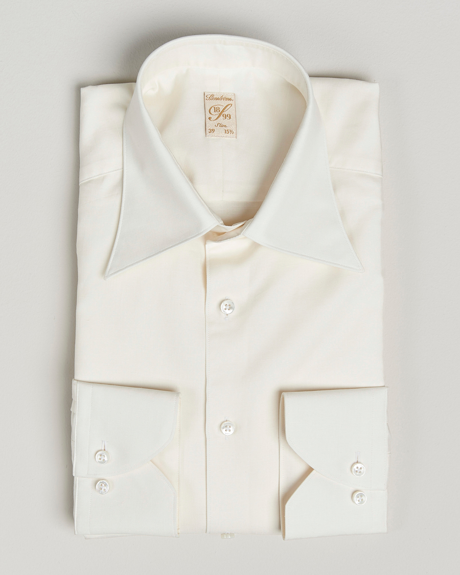 Homme | Chemises | Stenströms | 1899 Slimline Cotton/Linen/Silk Shirt White