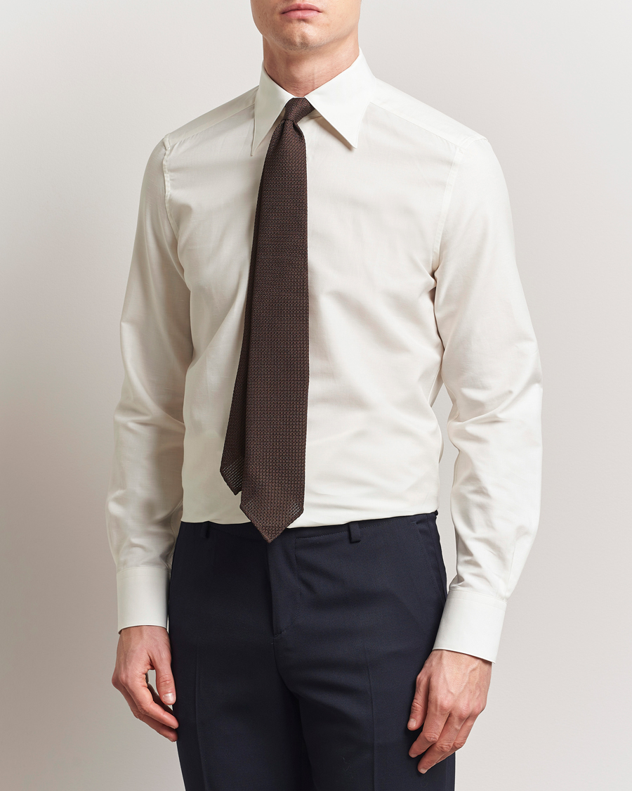 Homme | Chemises | Stenströms | 1899 Slimline Cotton/Linen/Silk Shirt White