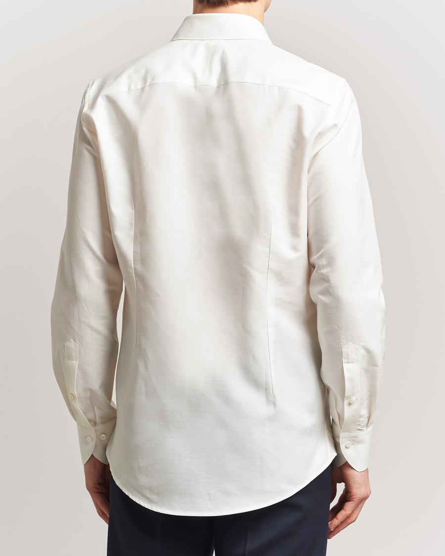 Homme | Chemises | Stenströms | 1899 Slimline Cotton/Linen/Silk Shirt White