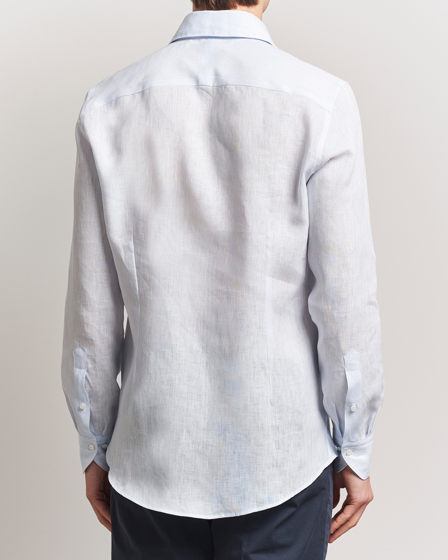 Homme | Chemises | Stenströms | 1899 Slimline Linen One Piece Collar Shirt Blue