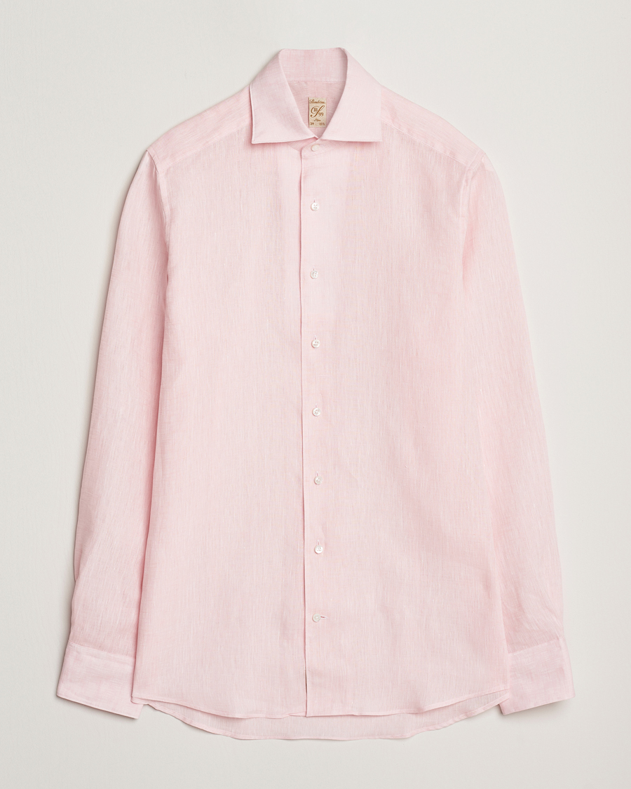 Homme | Chemises | Stenströms | 1899 Slimline Linen One Piece Collar Shirt Pink