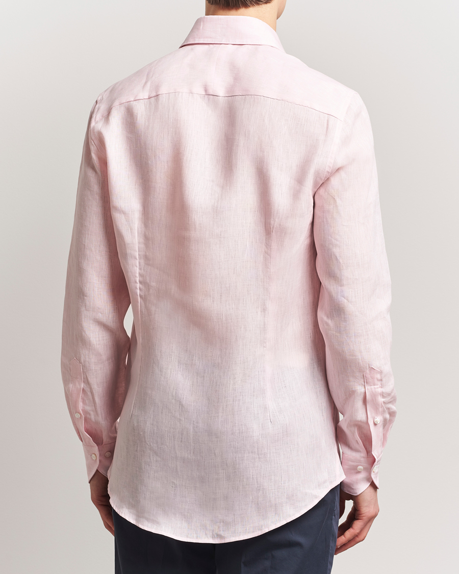 Homme | Chemises | Stenströms | 1899 Slimline Linen One Piece Collar Shirt Pink