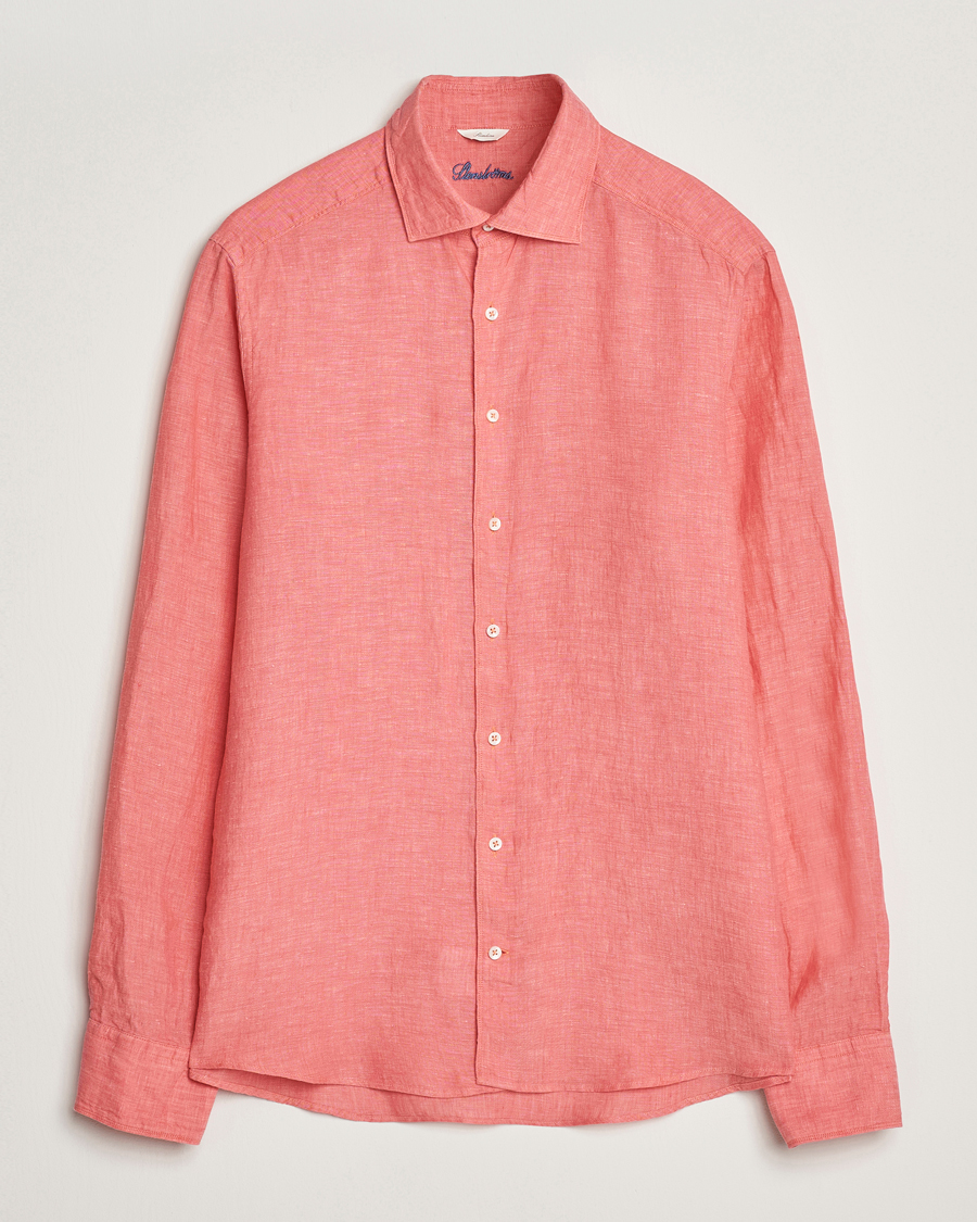 Homme | Chemises | Stenströms | Slimline Cut Away Linen Shirt Rasberry