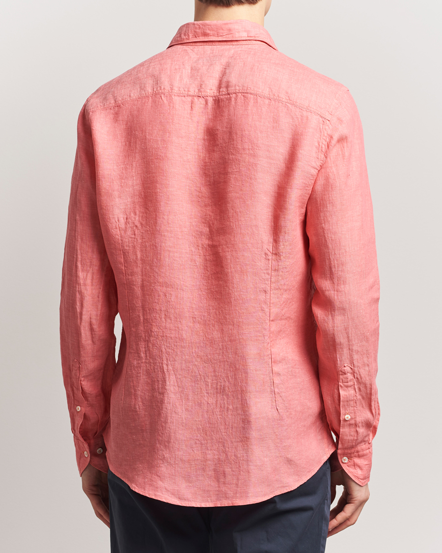 Homme | Chemises | Stenströms | Slimline Cut Away Linen Shirt Rasberry