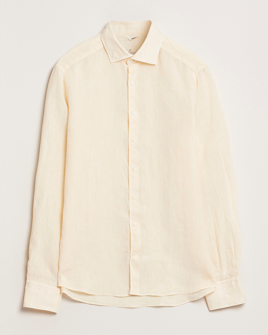 Homme | Chemises | Stenströms | Slimline Cut Away Linen Shirt Light Yellow