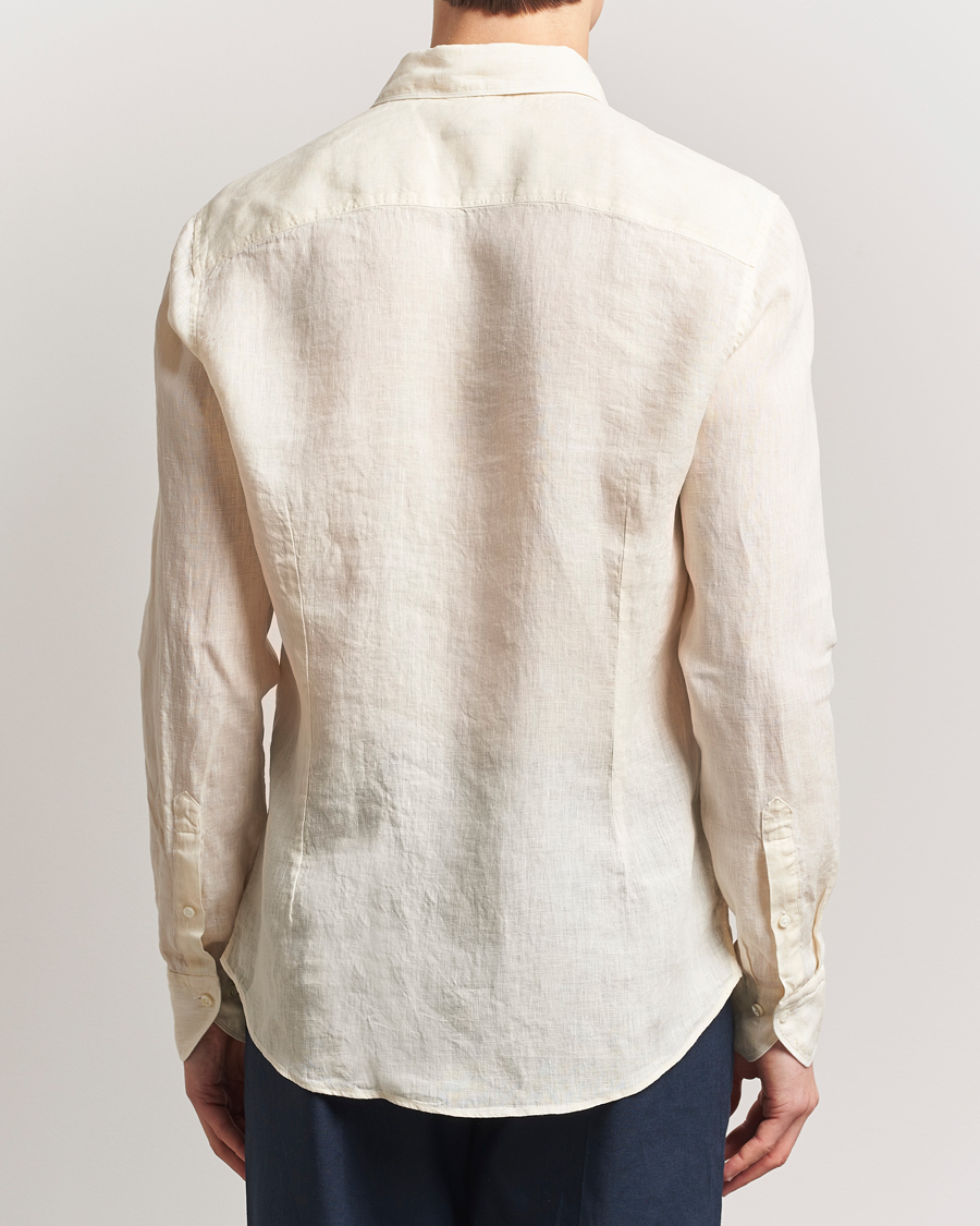 Homme | Chemises | Stenströms | Slimline Cut Away Linen Shirt Light Yellow
