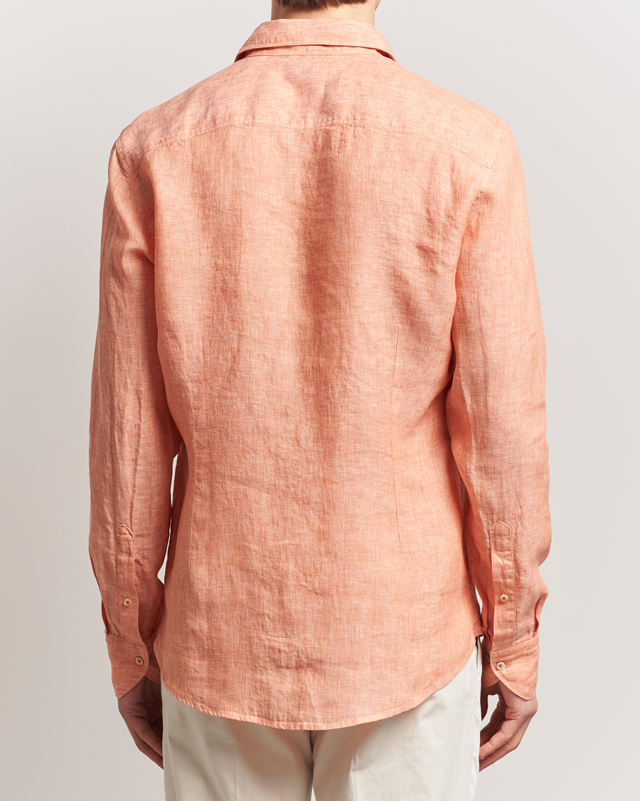 Homme | Chemises | Stenströms | Slimline Cut Away Linen Shirt Orange