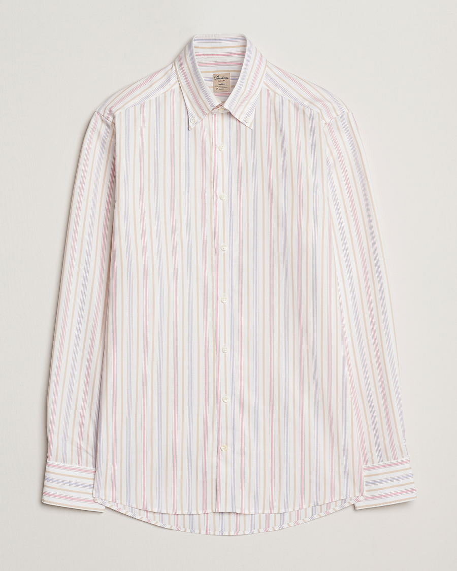 Homme | Chemises | Stenströms | Slimline Multi Striped Oxford Shirt White