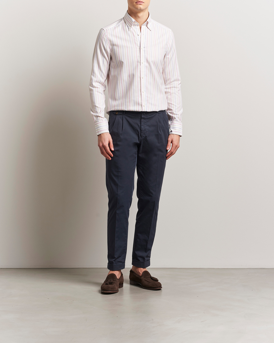 Homme | Chemises | Stenströms | Slimline Multi Striped Oxford Shirt White