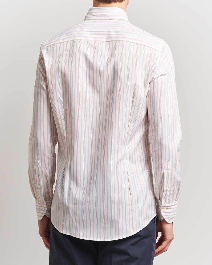 Homme | Chemises | Stenströms | Slimline Multi Striped Oxford Shirt White