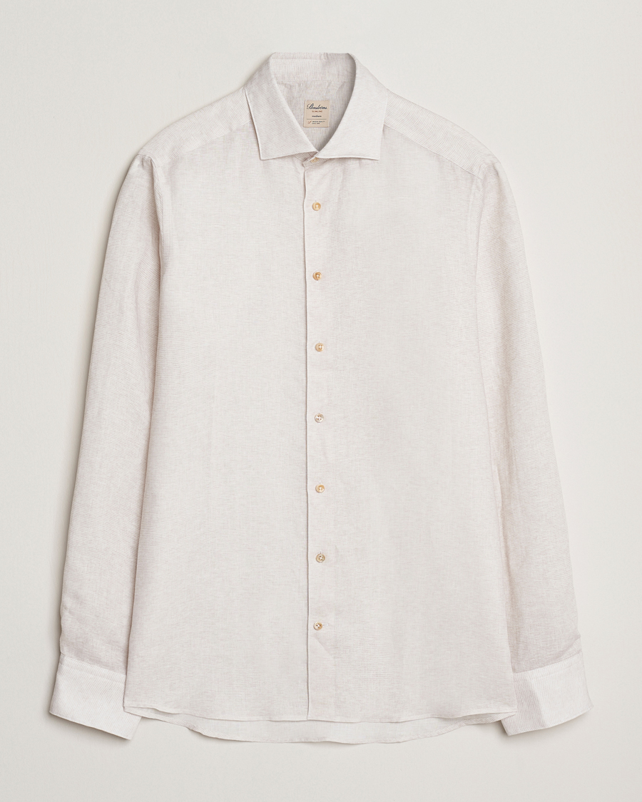 Homme | Chemises | Stenströms | Slimline Linen/Lycell Shirt Light Grey