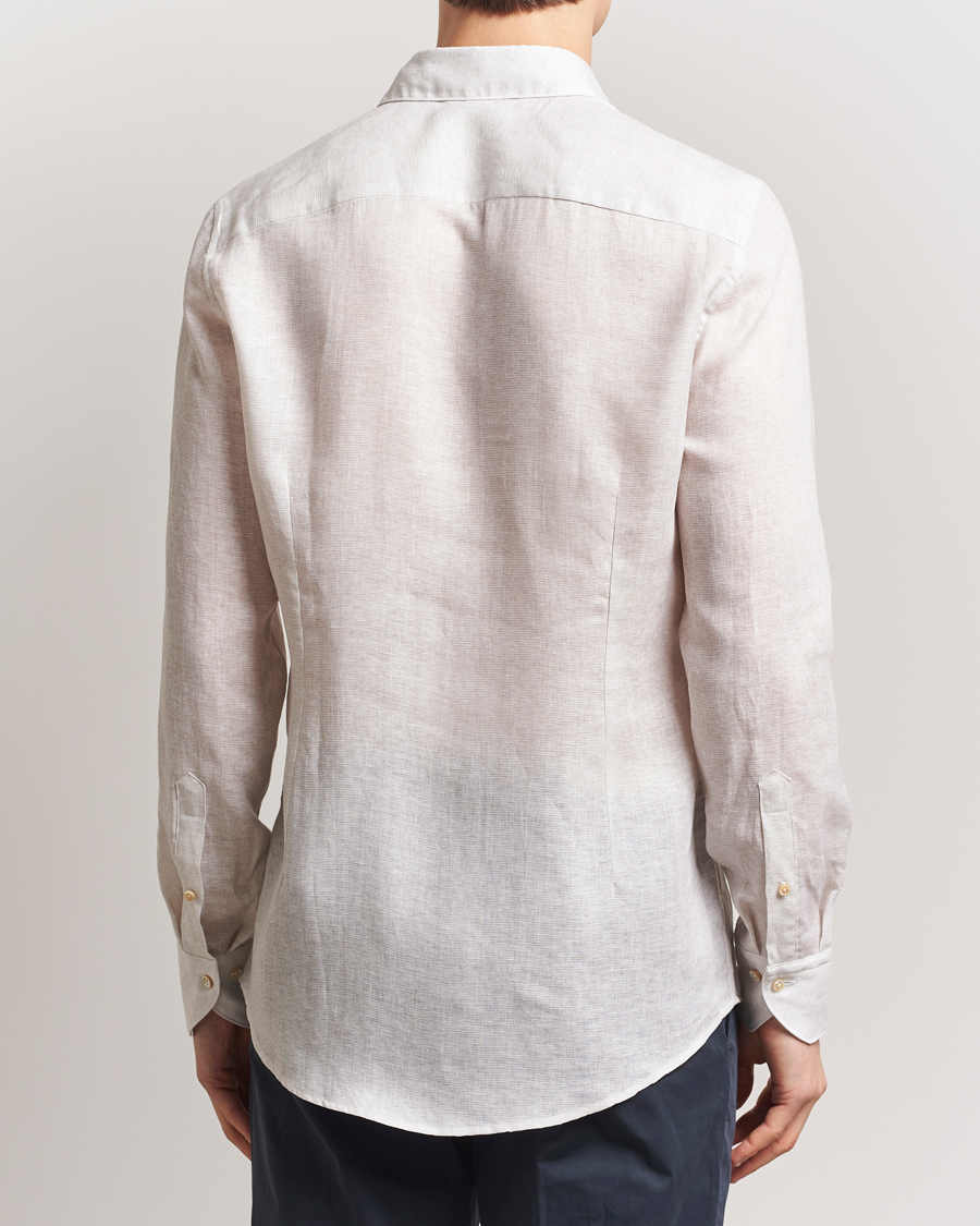 Homme | Chemises | Stenströms | Slimline Linen/Lycell Shirt Light Grey